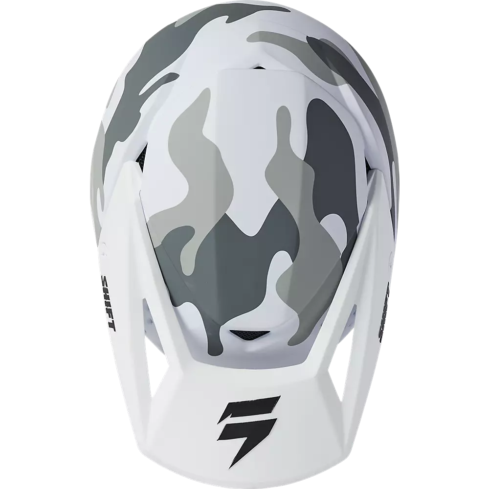 Shift WHIT3 LABEL Motocross Helmet – Black/White Camo, ACU/FIA Approved, Lightweight Off-Road MX Gear